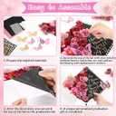55 Pcs Rose Red DIY Graduation Cap Decorations Faux Assorted Flowers White Bows 3D Butterfly Stickers Glitter Alphabet Letter Number Decals for DIY Hat Grad Cap Topper Graduation Party Supplies