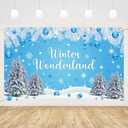 MEHOFOND Winter Wonderland Party Backdrop Winter Snowflakes Baby Shower Background Party Decorations Winter Snow Birthday Wonderland Christmas Photography Banner 5.9x3.6ft