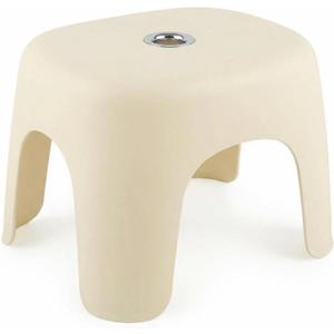 Plastic Step Stool, Heavy-Duty ABS Bathroom Shower Stool with Non-Slip Rubber Pads, Light Beige