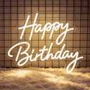 Happy Birthday Neon Sign for Backdrop, LED Dimmable Happy Birthday Light Up Sign, Happy Birthday Sign for All Ages Birthday Party Decorations, Wall Decor Gifts, Warm White