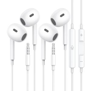 Wired Earbuds, [Clear Calls & No Noise] 3.5mm Headphones with Microphone in Ear Earphones HiFi Stereo Volume Control for iPhone/iPad/Samsung/Android/Kindle/Switch [2 Pack]