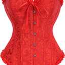 SZIVYSHI Corset Tops for Women, Bustier Shapewear Lingerie, Lace Waist Push Up Bodysuit (X-Large, Red)
