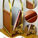 Aocii Magazine Holder, Artificial Leather Magazine Rack Floor with Golden Butterfly Hardware & Antique Brass Buckles, Bathroom Magazine Rack, Magazine Organizer for Floor Standing Home Decor