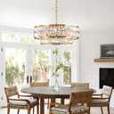 6-Light Gold Crystal Chandelier,20'' Semi Flush Mount Ceiling Light