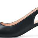 GENSHUO Low Kitten Heels Women's Slingback Dressy Pumps Pointed Closed Toe Ankle Strap Elegant Wedding Pumps Formal Comfortable Shoes 6, Black