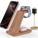 Wireless Charging Station, 3 in 1 Wireless Charger Stand for Multiple Apple Devices, Charging Dock for iPhone 16 15 14 13 12 11 Pro Max XS 8, Apple Watch 8 7 6 SE 5 4 3 2, 3/2/Pro, Wood