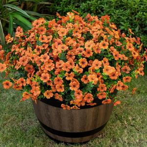 Lnoicy 20 Bundles Artificial Flowers for Outdoor Fake Plants for Spring Decoration,Faux Eucalyptus Flowers for Planter UV Resistant Lifelike for Home Porch GardenOrange
