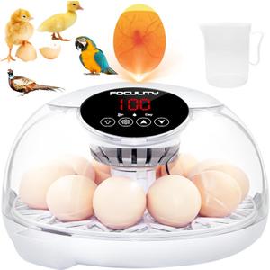 Egg Incubators for Hatching Eggs with Smart Automatic Turning Small Poultry Duck Quail 12 Eggs Chicken Incubator Temperature Days Control Humidity Display Candler Hatcher Machine, Fahrenheit