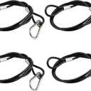 39.4" Safety Cable Black Coated Stainless Steel Security Cable with Carabiner Lock, 110lb Safety Rope for DJ Stage Light LED Par Light Moving Head Light Bicycle Luggage(4 PCS)