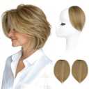 REECHO Clip in Hair Volumizer, 2PCS 6 inch Short Thick Clip in Hairpieces Adding Extra Volume Hair Pieces for Women -Dark Blonde with Highlights
