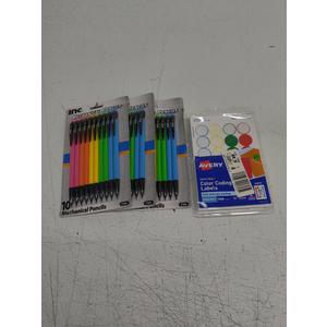 Avery Printable Self-Adhesive Removable Color-Coding Labels, 0.75" dia, Assorted Colors, 24/Sheet, 42 Sheets/Pack With 30 MECHANICAL PENCILS