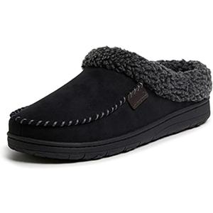 Dearfoams Mens Indoor/Outdoor Breathable Memory Foam Brendan Clog House Shoe Slipper with Wide Widths (Black, 9-10)