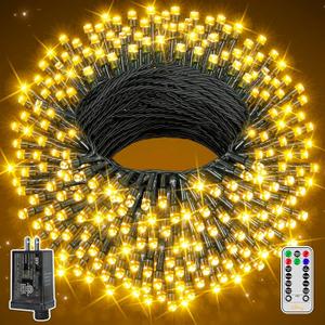 Ollny Christmas Lights 262FT 800LED, Plugin Outside Tree Lights with Timer and 8 Modes, Remote Control Waterproof Dimmable Outdoor String Light for House Yard Patio Xmas Decorations(Warm White)