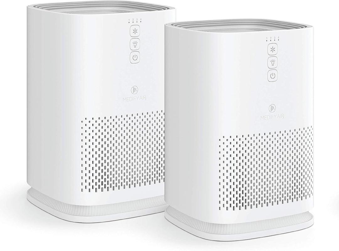 Medify MA-14 Air Purifier with True HEPA H13 Filter 428 ft per Hour for Smoke, Odors, Pollen | Removal to 0.1 Microns White, 2-Pack