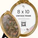 97 Decor Gold Oval Frame 8x10 - Gold Vintage Picture Frames 8x10, Antique Ornate Frames 8 X 10 With Glass Front For Tabletop Photo Display And Wall Hanging, Golden Rose Frame 8 By 10