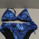 AI'MAGE Bikini Set for Women Triangle Floral Print Bikini Set Two Piece Swimsuit V Neck Bathing Suits (X-Large, Tropical Blue)