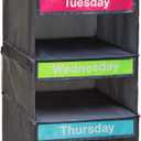 5-Shelf Weekly Clothes Organizer for Kids, Kids Daily Shelf Hanging Closet Organizer with 6 Side Pockets, Days of The Week Hanging Storage Shelves, Grey