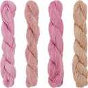 FREEBLOSS 4 Pcs Sashiko Thread 100M x 4 Colors Cotton Embroidery Floss 3 Stranded Pink Embroidery Threads Japanese Quilting & Sewing Thread for Sashiko Kit Supplies