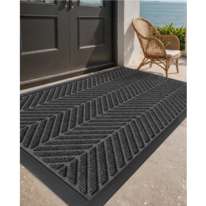 Color&Geometry Outdoor Door Mat for Front Home Entrance Outside Entry Entryway Patio Waterproof Heavy Duty Doormat Welcome Matt - 48"x72" Grey