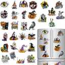 30 Pcs Halloween Diamond Art Magnets Kits DIY Skull Ghost Pumpkin Crow Spider Diamond Painting Fridge Magnetic Stickers Scary Gem Art Magnets for Beginners Holiday Decor Home