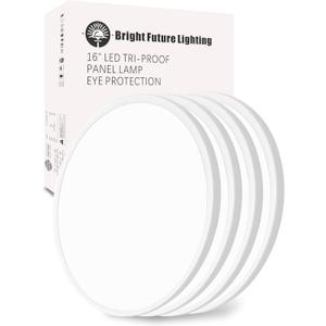 4Pack 16 Inch Led Flush Mount Ceiling Light,32W,3480LM,3000K/4000K/6000K 3CCT Selectable,White Ultra-Slim Ceiling Lighting Fixture,Round Low Profile Flat Panel Light for Bedroom,Kitchen,Hallway,Office, Non-Dimmable-16IN-4PACK