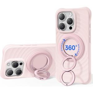 SYNCWIRE for MagSafe Ring Phone Holder, 360 Rotation Magnetic Cell Phone Grip Dual-Sided Magnets Phone Ring Kickstand Compatible with iPhone 17 16 15 14 13 12 Pro Max MagSafe, Android, Samsung etc. (Light Pink)
