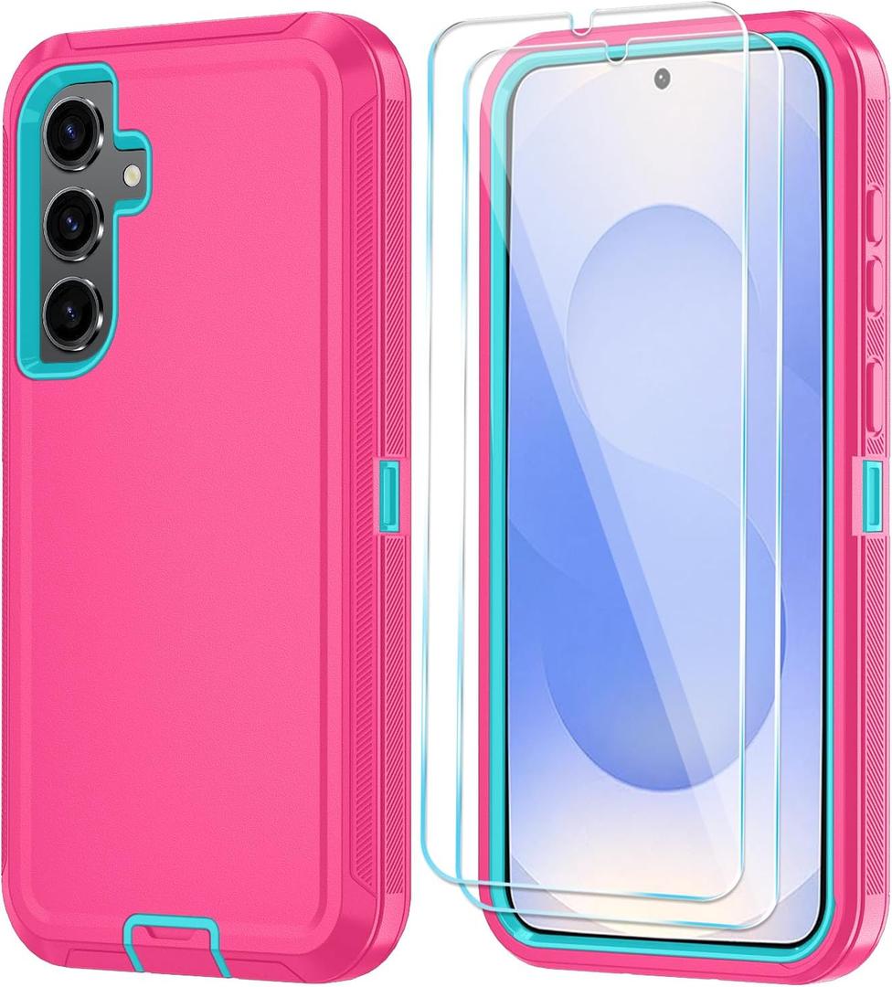 ONOLA Phone Case for Samsung Galaxy S25 FE Case with HD Screen Protector, Heavy Duty Shockproof & Dropproof 3-Layer Cover Phone Case for Galaxy S25 FE 6.7'', Pink