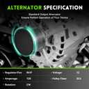 11648N New Alternator Replacement for L4 2.5L Nissan Rogue 2014-2018, 12V 120A 6-Groove Clutch Pulley Clockwise, 23100-4BA0A, 23100-4BA0B, TG12C152