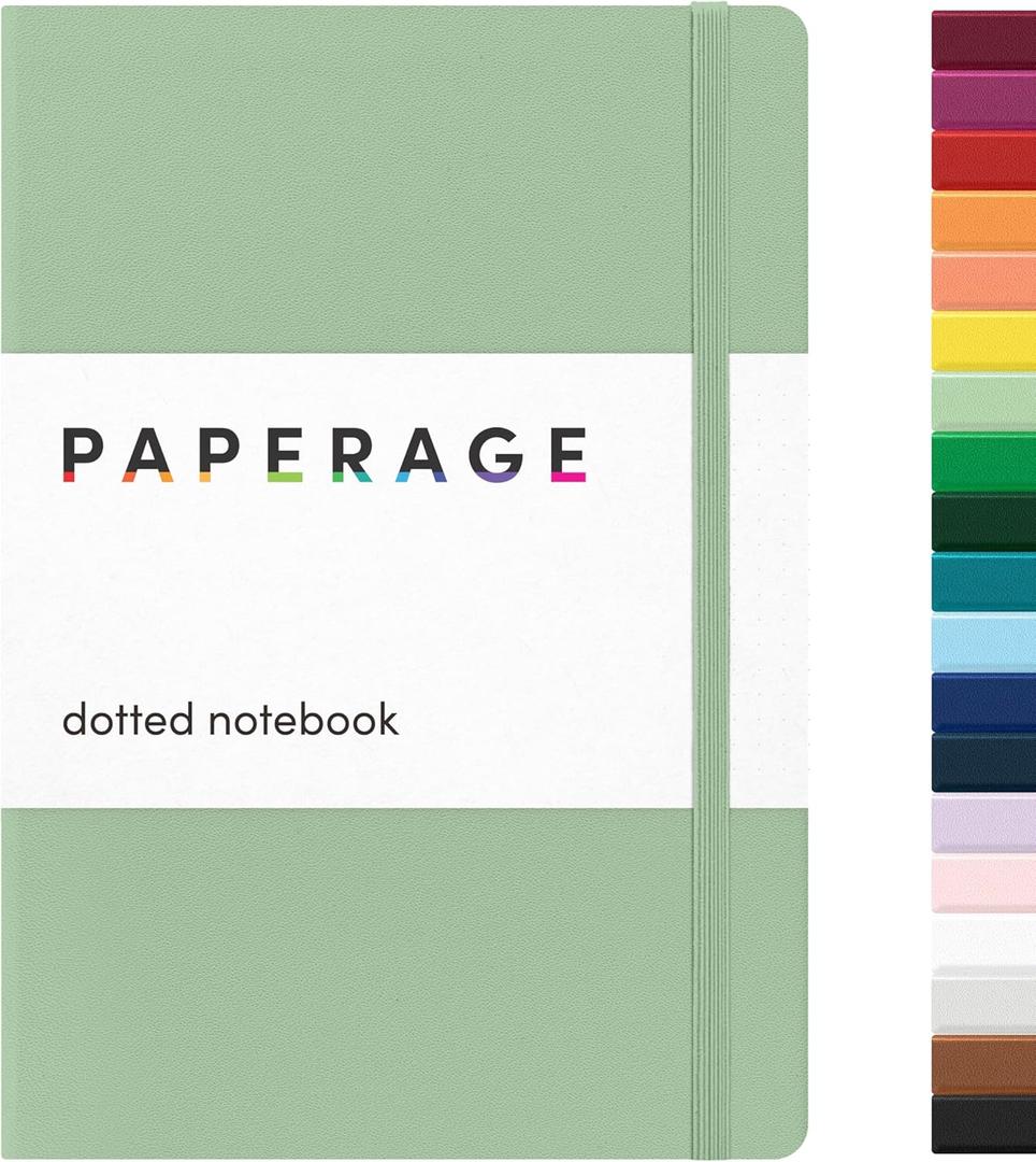 PAPERAGE Dotted Journal Notebook, (Sage Green), 160 Pages, Medium 5.6 in x 8 in - 100 GSM Thick Paper  Hardcover Journaling Notebook for Work, School & Bullet Journaling