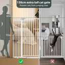 51'' Extra Tall Cat Gate for Doorways 30-40.9'' Wide, Climb Proof Pet Dog Gates for Kitten Dogs, Pressure Mounted No Drilling Cats Fence Barrier White