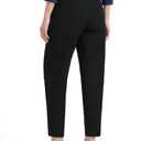 Houmous Womens Cotton Barrel Pants Stretch Lounge Golf Travel Casual Slacks Belt Loops Pockets (26" Inseam, Black, X-Large)