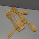 Riveira Bamboo Cooking Spoons 6-Piece  Wooden Cooking Utensils Set with Wooden Spoons for Cooking & Spatulas Wooden Utensil Sets  Premium Kitchen Utensils Set  Durable First Apartment Essentials