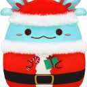 Christmas Axolotl Plush Toy Stuffed Animal,11" Blue and Red Soft Plush Pillow Kawaii Plushies Christmas Decoration,Plush Toys Gift for Kids Boy Girl