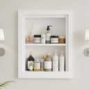 Solid Wood 14 X 18 Recessed Medicine Cabinet,2-Tier, Medicine Cabinet Organizer,Wall Niche, Bathroom Wall Cabinet, recessed bathroom Cabinet,Recessed Wall Cabinet, Bathroom Cabinet With Storage, White