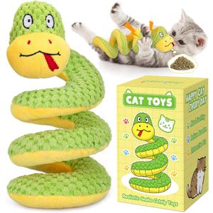 Retro Shaw Interactive Snake Cat Toy - 11 in Realistic Catnip Toy with SilverVine & Crinkle Sound, Bite-Resistant Plush Kicker for Indoor Cats Exercise, Teething & Boredom Relief, Spring-Loaded Design