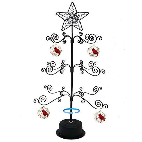 HOHIYA Metal Ornament Display Tree Stand Rotating Hanger 24 Inch Wire Hook Hanging for Halloween Christmas Balls Bauble Decorations Gift Craft Tabletop Taiwan Made Black