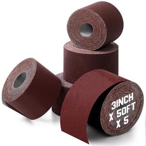 5 Rolls 3" Wide Emery Cloth Roll Abrasive Sandpaper Assortment Pack 80 150 240 320 400 Grits Sandpaper for Metal Wood Polishing(250 Feet, Each Roll 50 Feet)
