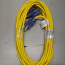 Clear Power 50ft 14/3 SJTW Yellow Outdoor Extension Cord, 3 Prong Grounded Plug, Lighted-Locking Connector, DCCO-9005-DC