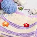 uxcell 50pcs Flower Sew on Patches, Crochet Floral Petals Handmade Crochet Flowers Appliques Embellishments for DIY Hair Clothes Wedding Party Craft, Black and White