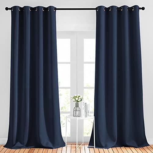 NICETOWN Blackout Curtains for Windows 90 inch Length - Grommet Energy Saving Thermal Drapes Sound Reducing Heat Blocking Window Treatments for Living Room (Navy, 2 Panels, W52 x L90)