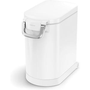 simplehuman 25 Liter, 27 lb / 12.2 kg Medium Pet Food Storage Container for Dog Food, Cat Food, and Bird Feed, White