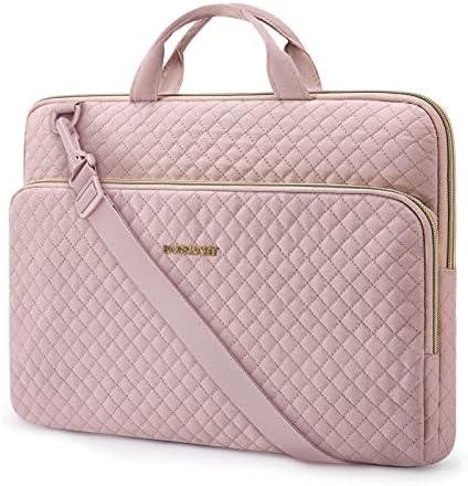 BAGSMART 15.6 Inch Laptop Case Sleeve Compatible with MacBook Pro 16 Inch,15.6 Inch HP,Dell,Acer Aspire,Asus Notebook, Lightweight Laptop Bag for Women with Shoulder Strap,Pocket,Handle, Pink
