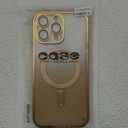Misscase for iPhone 16 Pro Max Magnetic Glitter Case Compatible with MagSafe,Camera Lens Protector Full Protection Elegant Anti-Scratch Dust-Proof Net Case Cover for iPhone 16 Pro Max Gold