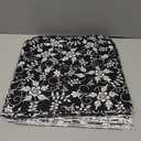 Whaline 60Pcs Flower Cotton Fabric Bundles Black White Floral Fabric Squares Flower Leaves Sewing Fabrics for DIY Handmade Crafting, 10 x 10 Inch