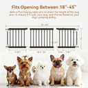 Dog Gate Indoor,18"-45" Adjustable Extra Wide Metal Short Dog Gate to Step Over, 14" Tall Small Pet Gate with 3 Extension Kits, Pressure Mounted for Doorways & Stairs Black