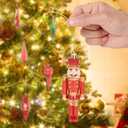 22Pcs Christmas Tree Ornaments Set, Hand Painted Nutcracker Snowman Cupcake Baubles, Shatterproof Plastic Christmas Decorations for Tree, Holiday Hanging Decor (Red &Green)