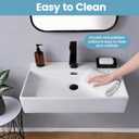 24"x14"Wall Mount Sink with Towel Rack,Small Wall Mounted Bathroom Sink,Wall Hung Ceramic White Rectangular Floating Wash Hand Basin Sink Lavatory Vanity With Single Faucet Hole and Overflow