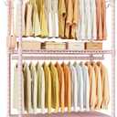 ULIFHOME P1 Rolling Closets with Wheels and Shelves, Portable Closet Wardrobe for Clothes Hanging, Pink Clothing Storage and Organizer System for Bedroom, 35.5" W x 15.7" D x 80.5" H, Hold 500lbs