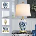 Chinoiserie Table Lamp 23'' Ceramic Table Lamp, Classic Blue and White Bedside Desk Nightstand Lamp for Bedroom Living Room Office College Bookcase Coffee,Dimmable,Single Lamp