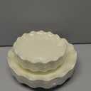 LIYH 24 Pcs Plastic Plates Reusable,Unbreakable Dinner Plates, Scalloped Plastic Plates, Dishwasher Safe,Ivory Plate Sets Perfect for Parties, Birthday, Picnics, BPA Free(12Guests)